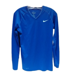 2/25 NIKE Pro Combat *Fitted* Royal Blue V Neck Long Sleeve Shirt Dri-FIT EUC